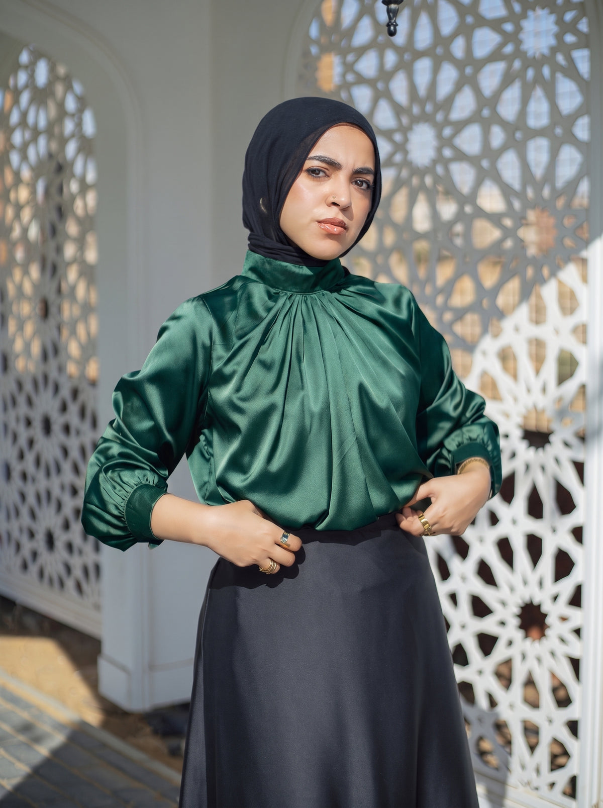 Satin Blouse (Emerald Green)