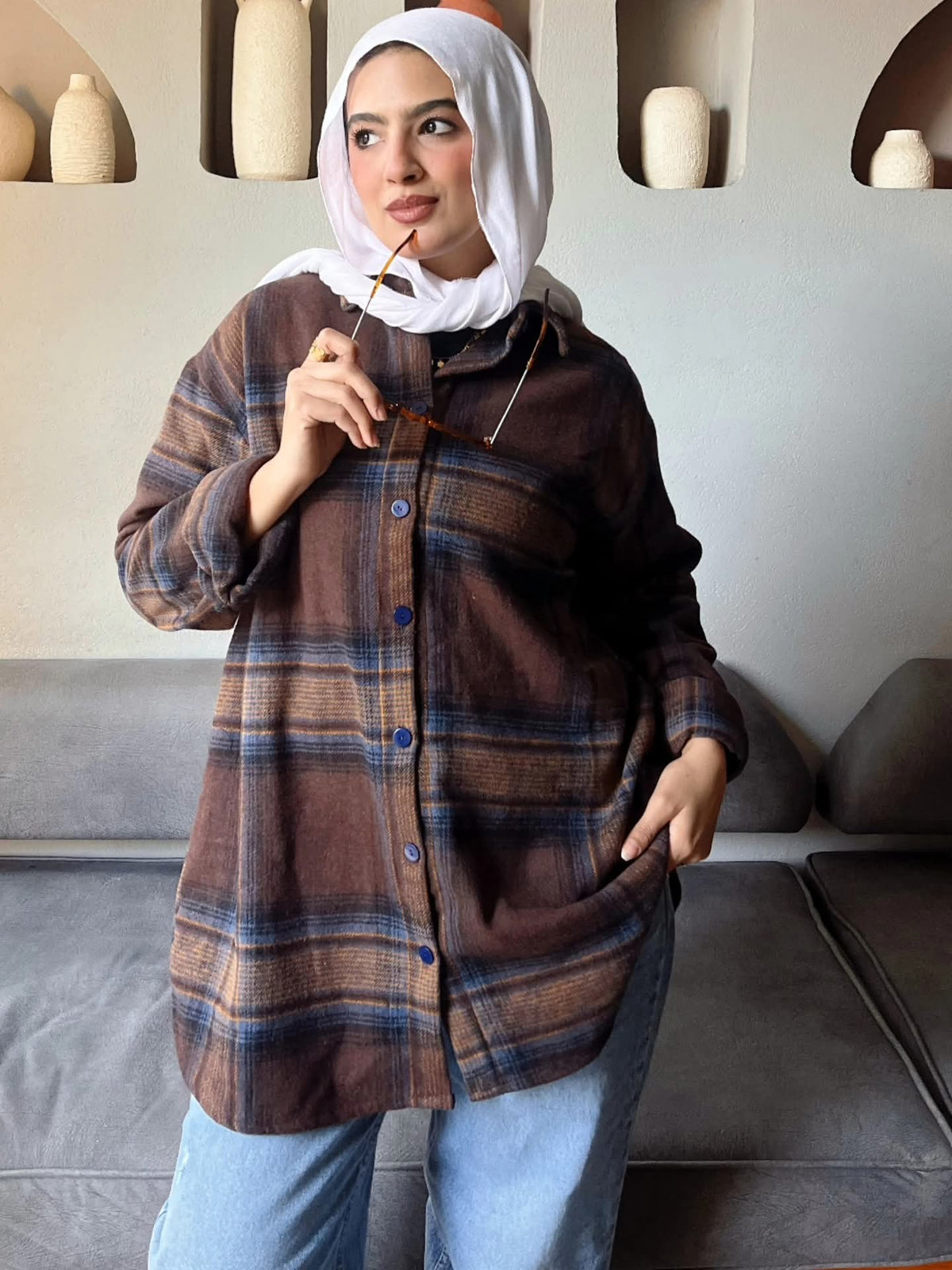 Wool Plaid Brown Shirt