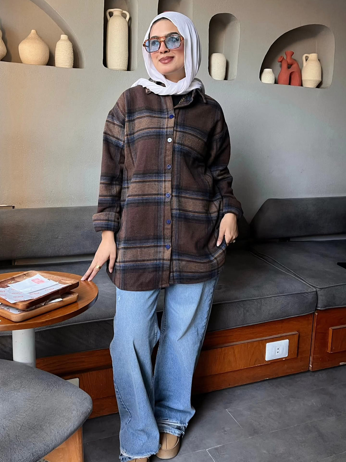 Wool Plaid Brown Shirt