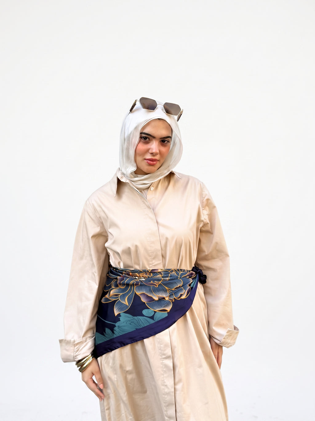 Poplin Cotton Dress (Beige)
