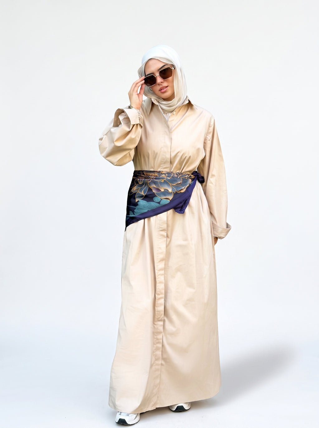 Poplin Cotton Dress (Beige)