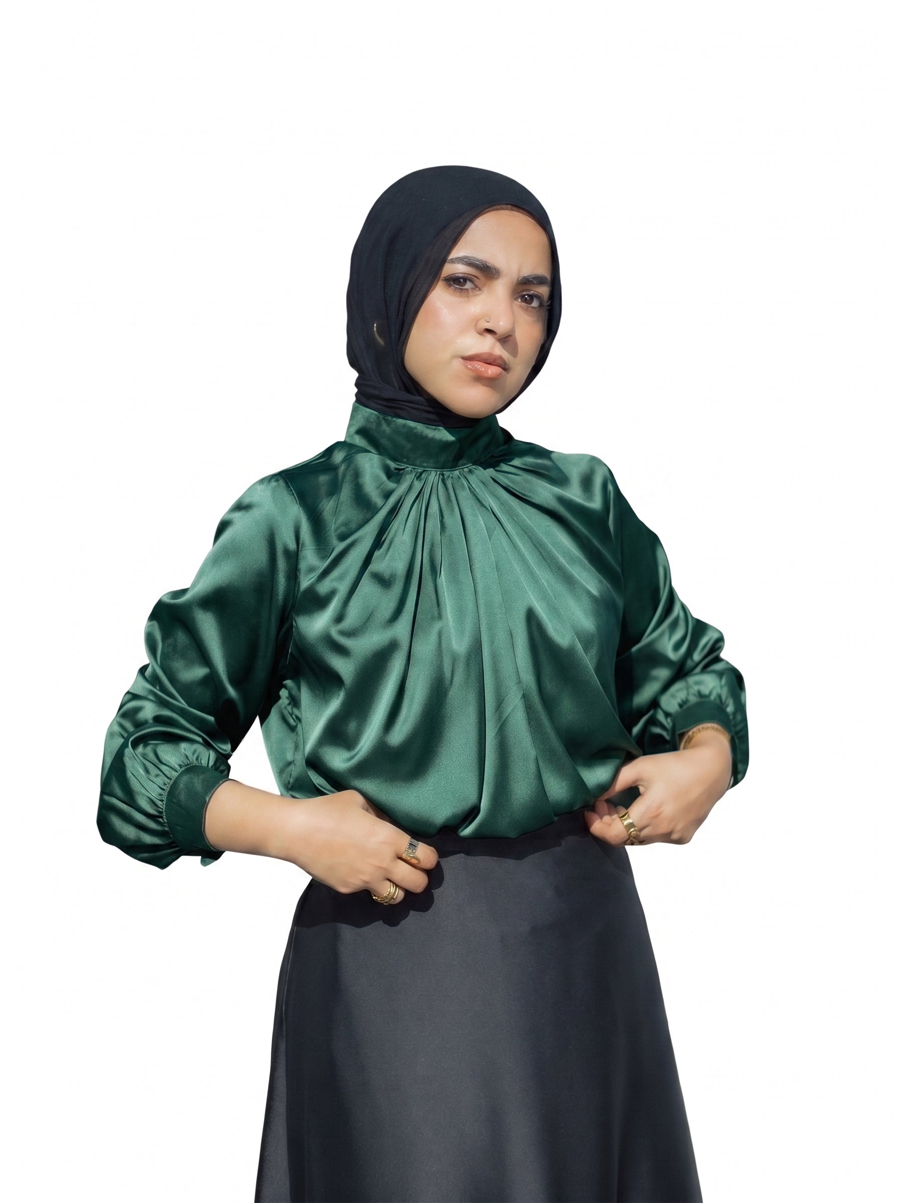 Satin Blouse (Emerald Green)