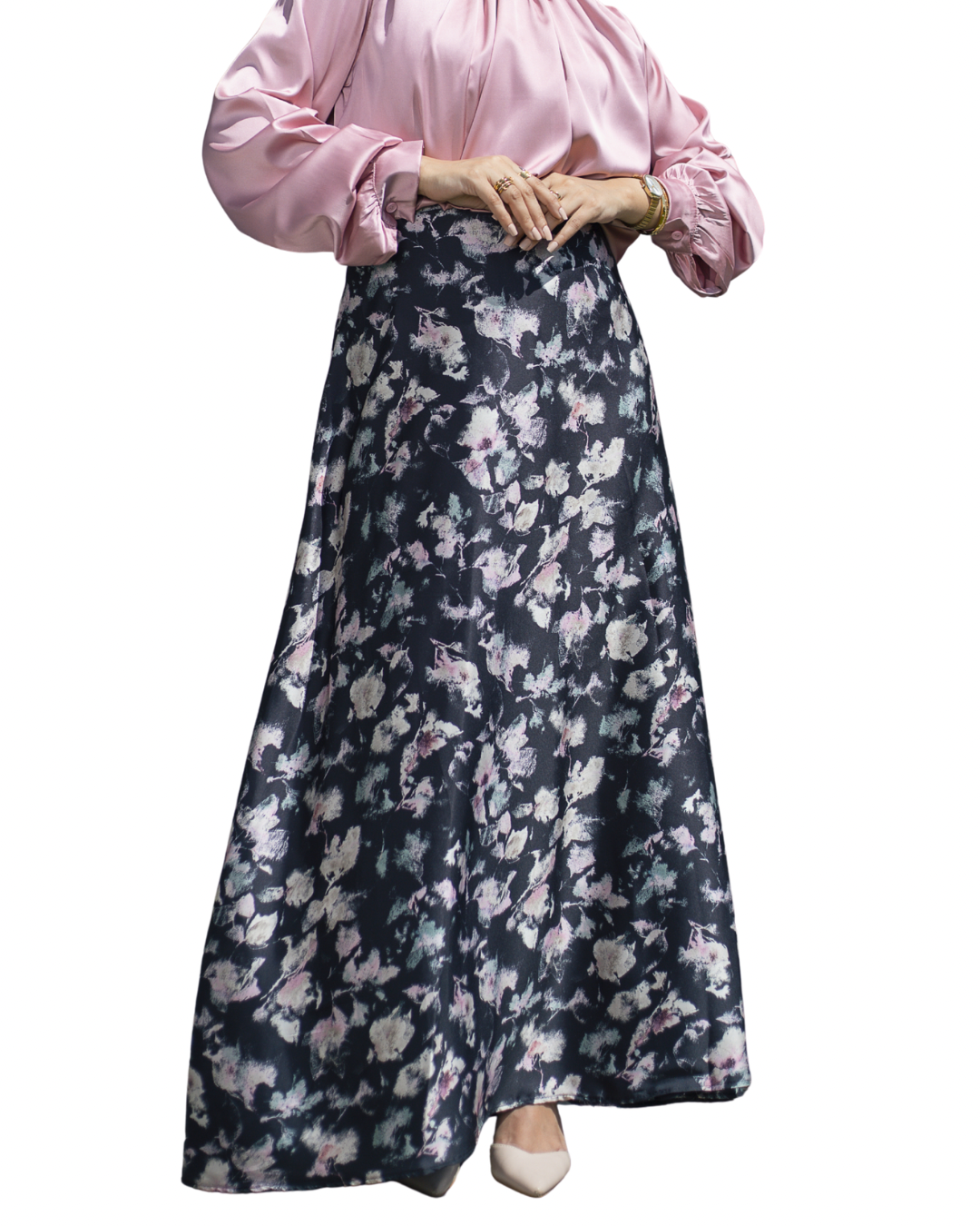 Satin Skirt (Black*pink)