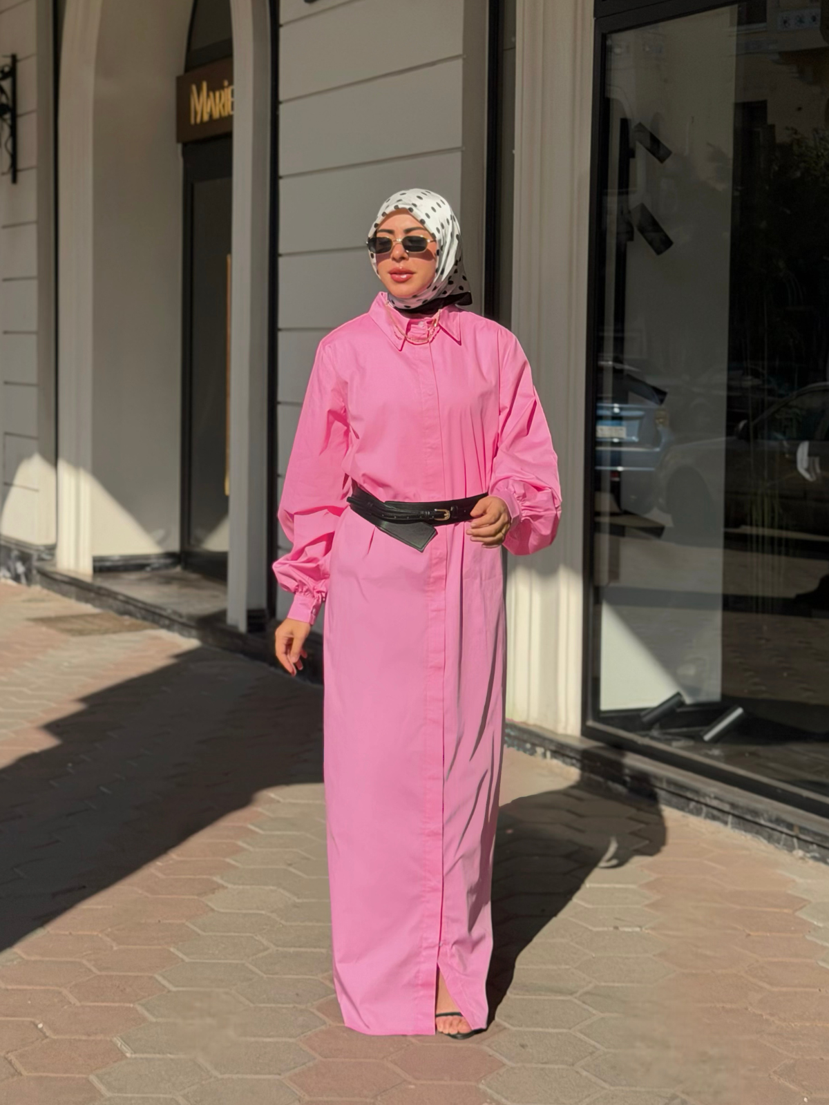 Poplin Cotton Dress (Pink)