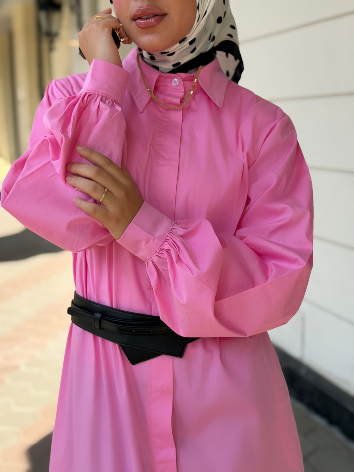 Poplin Cotton Dress (Pink)