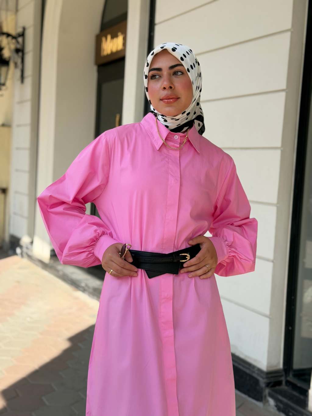 Poplin Cotton Dress (Pink)