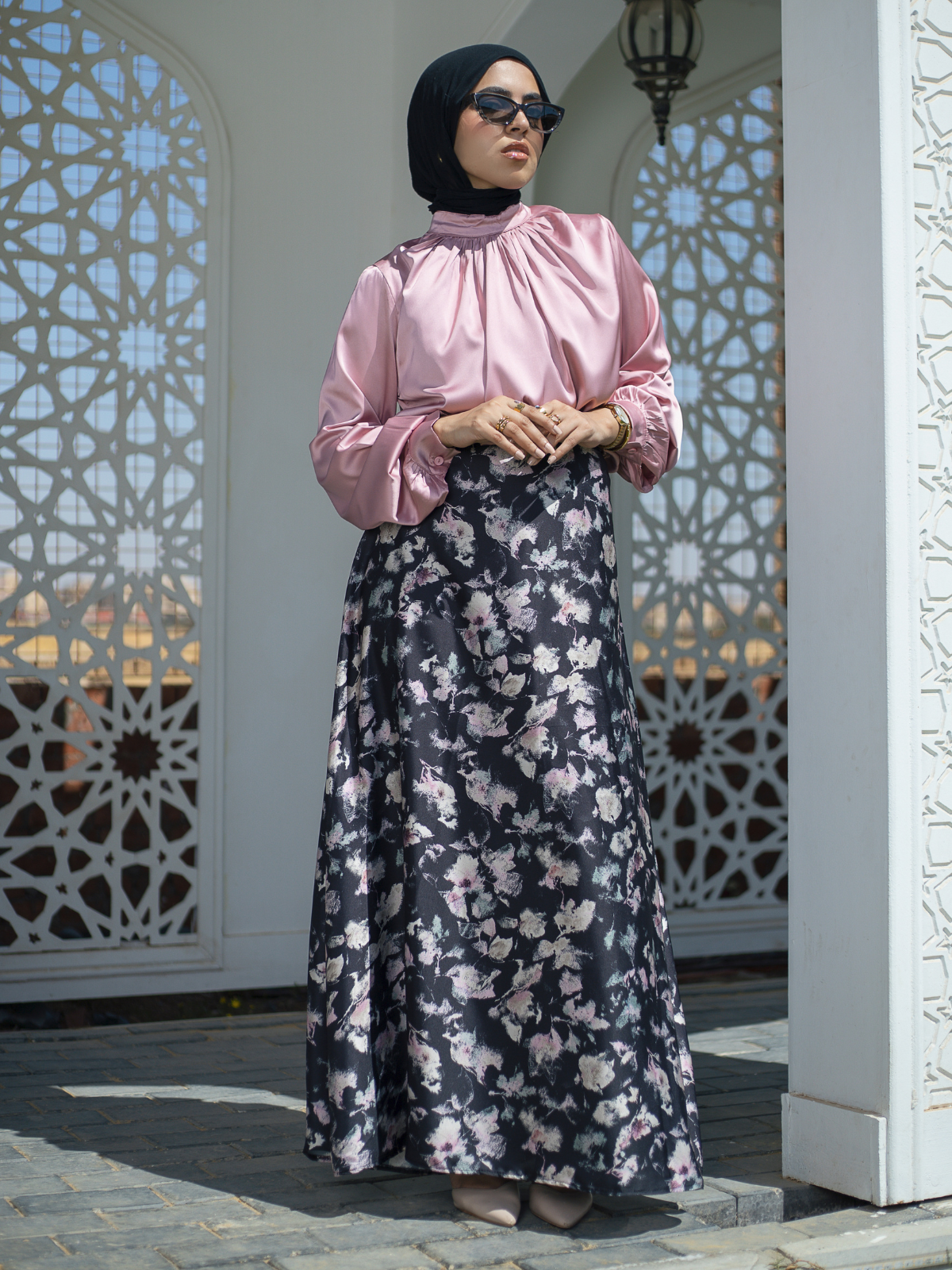 Satin Skirt (Black*pink)