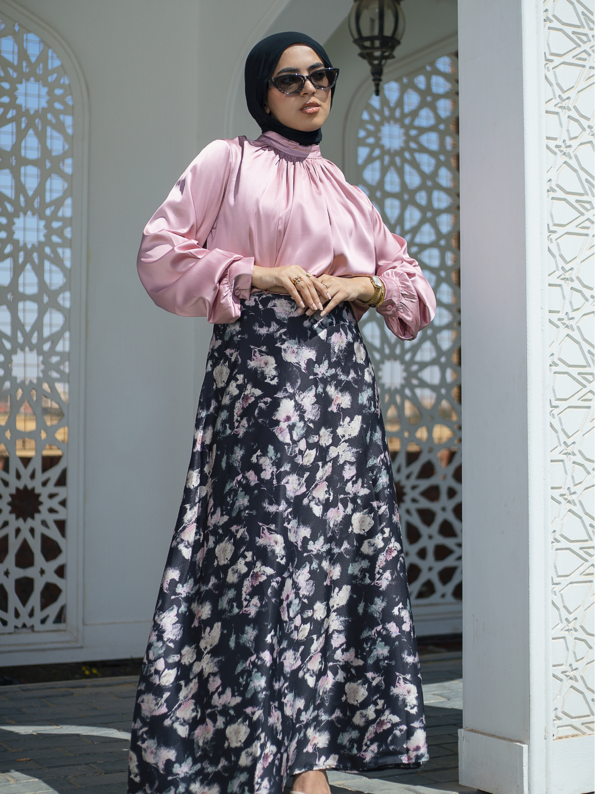 Satin Skirt (Black*pink)