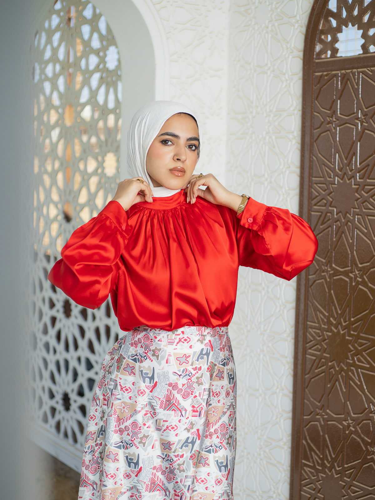 Satin Blouse (Red)